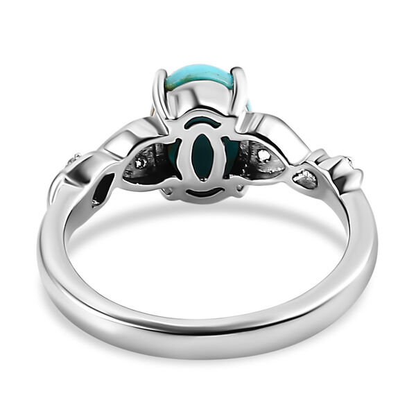 Amerikanischer, natürlicher Sleeping Beauty Türkis und Zirkon-Ring - 1,33 ct. image number 6