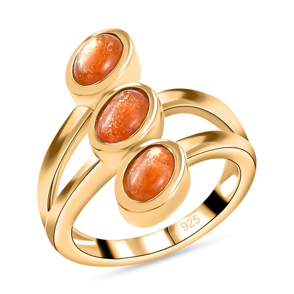 Korevora Sonnenstein Bypass Ring 925 Silber vergoldet image number 4