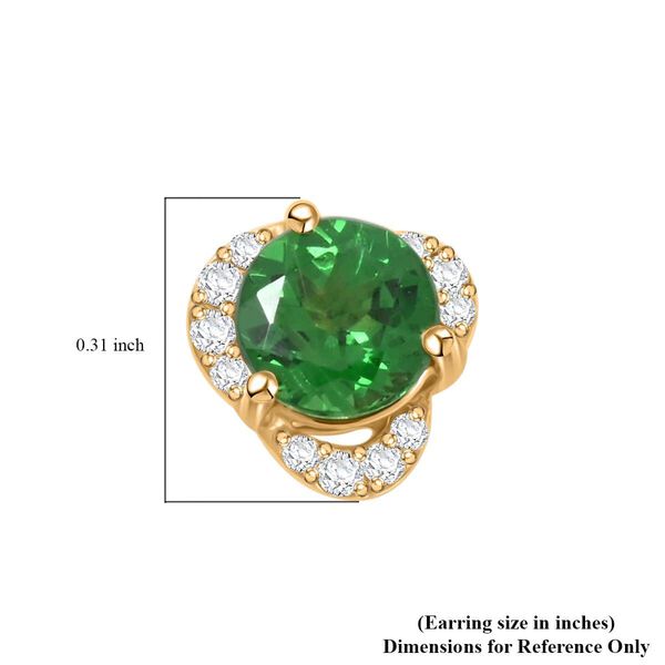 LUXORO zertifiziert und gepr&uuml;ft AAA Tsavorite Granat und Diamant Ohrringe in 585 Gold - 1,29 ct. image number 4