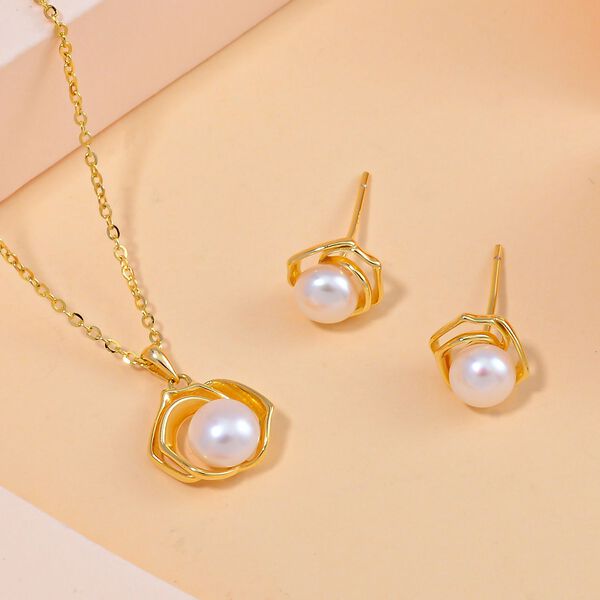 Wei&szlig;es S&uuml;&szlig;wasserperlen-Schmuckset - 4,02 ct. image number 2