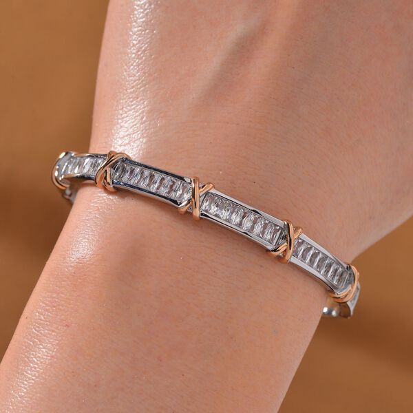 Designer-Stil - Weißer Zirkonia Armreif ca. 19 cm, bicolor image number 2