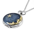 Strada - Taschenuhr im Mond und Stern Design, Japanisches Uhrwerk, silberfarben image number 2