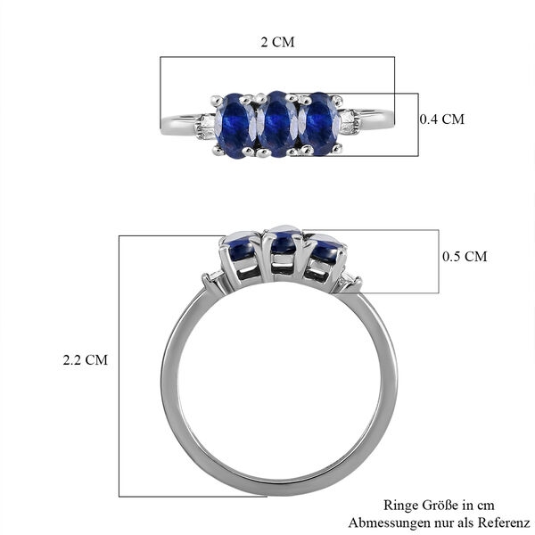Masoala Saphir und Diamant-Trilogie-Ring, 925 Silber platiniert, 1,13 ct. image number 7