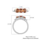 Orange Saphir und Diamant 3 Stein Ring 925 Silber Platin-Überzug image number 5