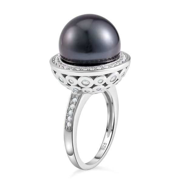 13-14mm Tahiti Perle und Zirkon Ring - 1,04 ct. image number 5