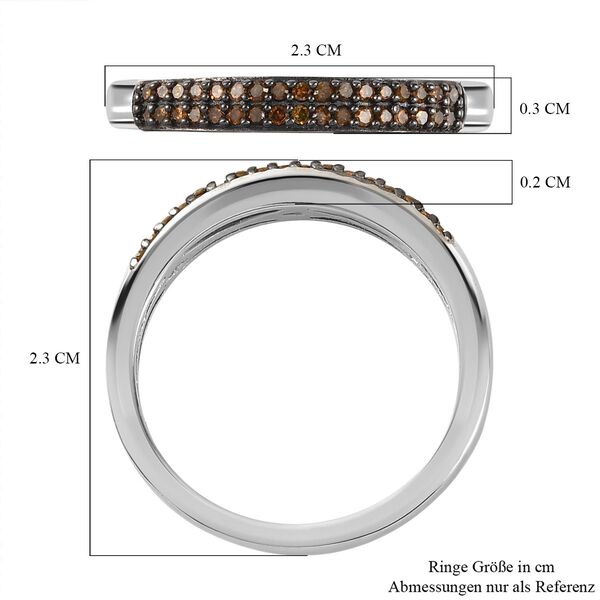 Roter Diamant Ring, 925 Silber platiniert (Größe 16.00) ca. 0.20 ct image number 7