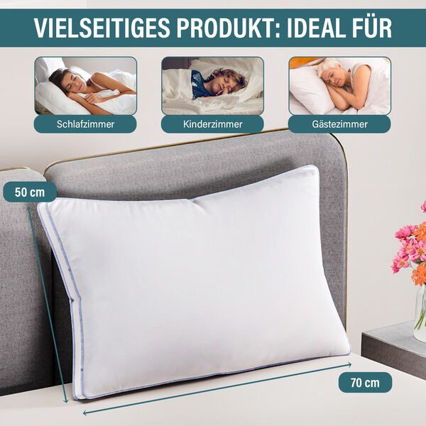 Serenity Night - Kopfkissen aus 20% langfaseriger Maulbeerseide und 80% Kunstdaunen mit antibakteriellem, antiallergischem Mikrofaserbezug, 50x70 cm image number 4