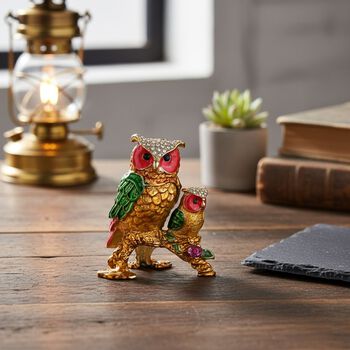 LIVMORE zwei Eulen-Design Schmuckdose, 7x7x8cm