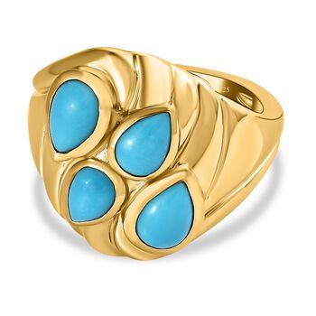 Amerikanischer, nat&uuml;rlicher Sleeping Beauty T&uuml;rkis Ring, 925 Silber Gelbgold Vermeil, (Gr&ouml;&szlig;e 17.00) ca. 2.05 ct