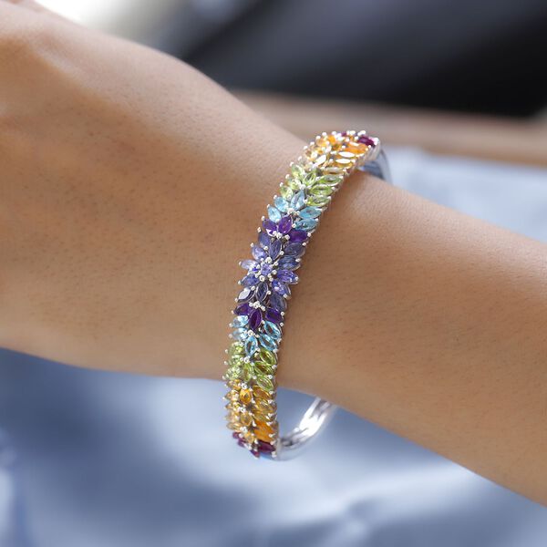 Mehrfarbiger Edelstein-Armreif 19 cm- 12,34 Ct image number 3