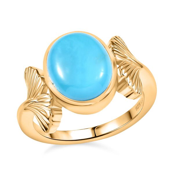 GP Italienische Garten Kollektion - AA Sleeping Beauty T&uuml;rkis, Kanchanaburi Blauer Saphir Ring 925 Silber 750 Gelbgold Vermeil (Gr&ouml;&szlig;e 18.00) ca. 2.77 ct image number 4