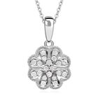 Weißer Diamant Anhänger mit Kette, 925 Silber platiniert ca. 0.25 ct