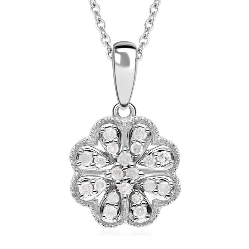 Weißer Diamant Anhänger mit Kette, 925 Silber platiniert ca. 0.25 ct image number 0
