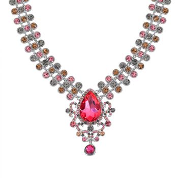 Mehrfarbiger Kristall Halskette ca. 50 cm Legierung