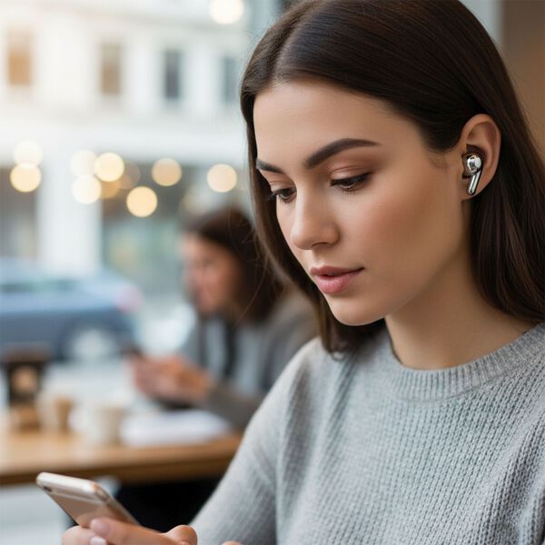 LIVMORE Bluetooth &Uuml;bersetzungs-Ohrh&ouml;rer, Schwarz image number 2