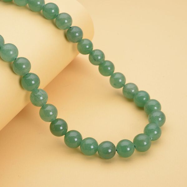 Gr&uuml;ne Aventurin Halskette, ca. 45 cm, 925 Silber rhodiniert ca. 306,00 ct image number 2