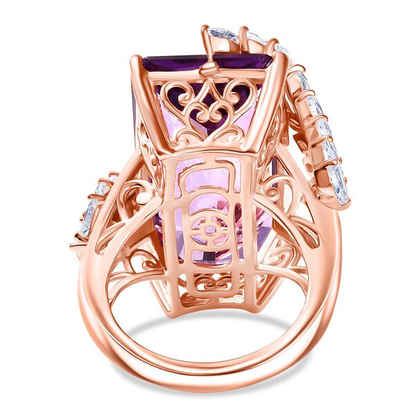 D'Joy AAA Rose De France Amethyst, Wei&szlig;er Topas Ring 925 Silber 750 Ros&eacute;gold Vermeil (Gr&ouml;&szlig;e 19.00) ca. 23,70 ct image number 5