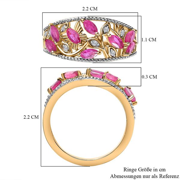 Afrikanischer Rubin, Weißer Zirkon Ring, 925 Silber Gelbgold Vermeil, (Größe 17.00) ca. 1.32 ct image number 7