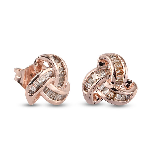 Liebesknoten Champagner Diamant Ohrstecker, 925 Silber mit Ros&eacute;gold Vermeil - 0,25 ct. image number 10