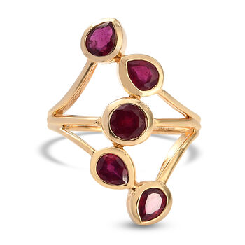 Afrikanischer Rubin-Ring, (Fissure gef&uuml;llt), 925 Silber Gelbgold Vermeil (Gr&ouml;&szlig;e 16.00) ca. 2,53 ct