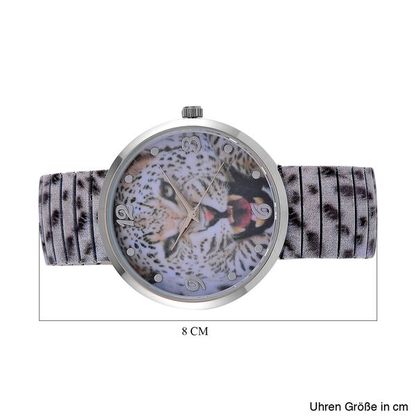 STRADA - Japanisches Uhrwerk, Flexible Uhr, Schneeleopard image number 7