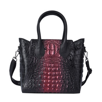 Crossbody Tasche aus 100% echtem Leder mit Kroko-Pr&auml;gung, Gr&ouml;&szlig;e 28x14x27 cm, rot