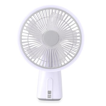 LIVMORE Akku Ventilator, oszillierend, 7 Zoll, Wei&szlig;