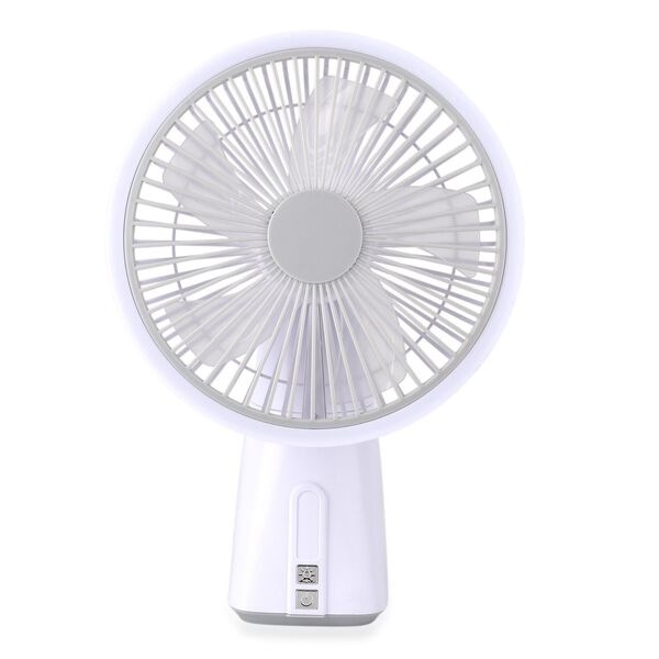LIVMORE Akku Ventilator, oszillierend, 7 Zoll, Wei&szlig;