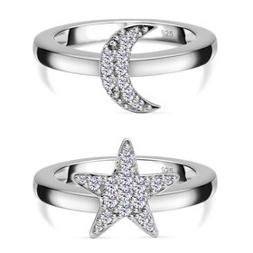 2er-Set - Moissanit Ringe - 0,40 ct.