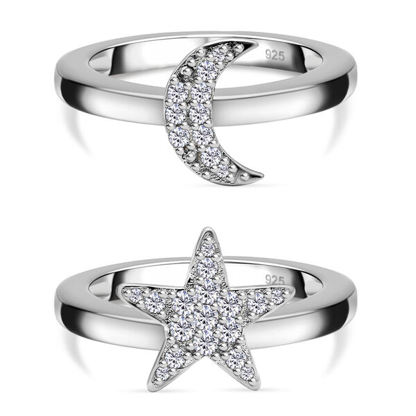 2er-Set - Moissanit Ringe - 0,40 ct.