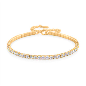 LUSTRO STELLA wei&szlig;es Zirkonia 20cm Armband, 925 Silber vergoldet - 3,45 ct.