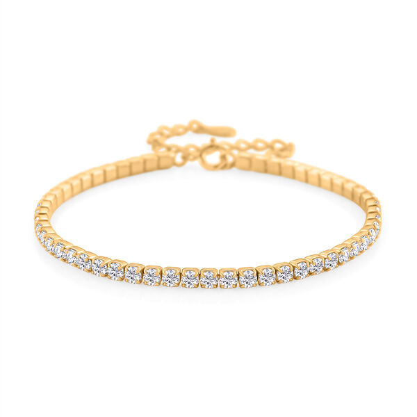 LUSTRO STELLA wei&szlig;es Zirkonia 20cm Armband, 925 Silber vergoldet - 3,45 ct.