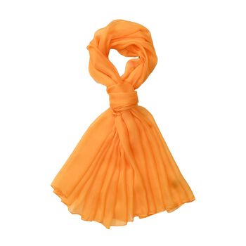 LA MAREY Solid chiffon 100% silk scarfMaterial:100% Mulberry silk size:110cm*180cmWeight : 50gorange