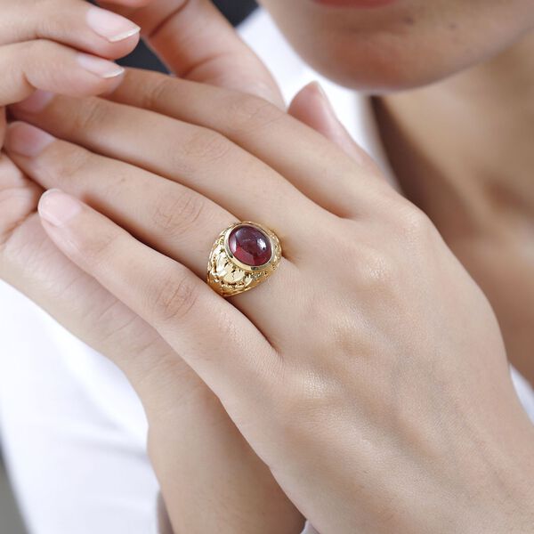 GP Celestial Dream Kollektion -  Afrikanischer Rubin (Fissure gefüllt), Kanchanaburi Blauer Saphir Ring, 925 Silber Gelbgold Vermeil, (Größe 20.00) ca. 8.04 ct image number 2