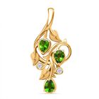 Natürlicher Chromdiopsid, Weißer Zirkon Anhänger 925 Silber vergoldet ca. 0.53 ct