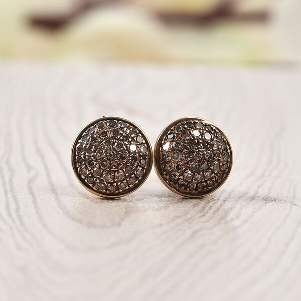 Nat&uuml;rliche Champagner Diamant-Cluster-Ohrstecker in Silber image number 2