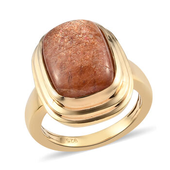 Korevora Sonnenstein Solit&auml;r Ring 925 Silber vergoldet  ca. 6,83 ct