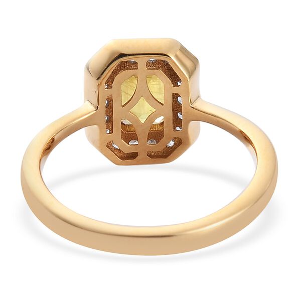 Gelber Saphir und Zirkon Halo Ring 925 Silber 585 vergoldet image number 6