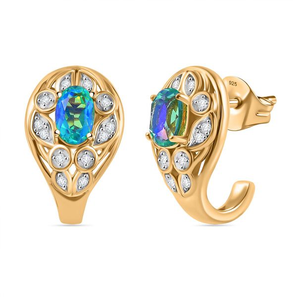 Pfau Quarz Triplett und Zirkon Ohrringe - 1,48 ct.