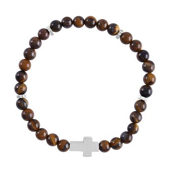 Gelbes Tigerauge Armband, ca. 18 cm, Edelstahl ca. 65.00 ct