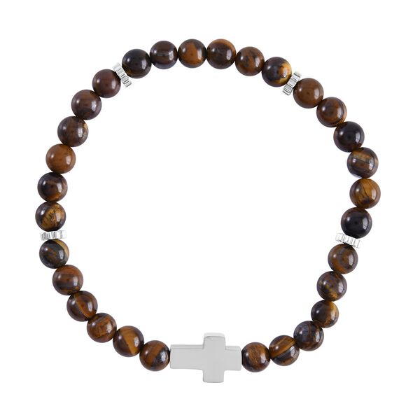 Gelbes Tigerauge Armband, ca. 18 cm, Edelstahl ca. 65.00 ct image number 0