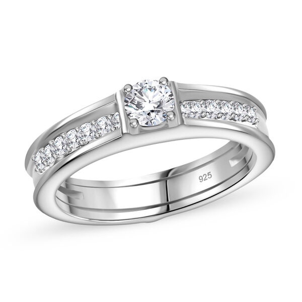 2er-Set Moissanit Ringe, 925 Silber rhodiniert - 0,48 ct. image number 4