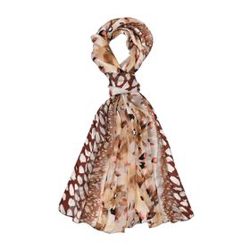 LA MAREY 100% Maulbeerseiden Schal, braune Blüten