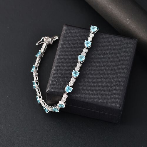 GP Kollektion - AA Blauer Apatit, Kanchanaburi Blauer Saphir Armband ca. 18.5 cm 925 Silber rhodiniert ca. 8,71 ct. image number 1