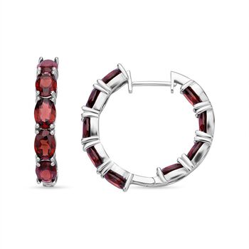 Mosambik Granat-Creolen, 925 Silber rhodiniert ca. 17.67 ct