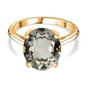 AA Prasiolith Ring, 925 Silber vergoldet (Größe 18.00) ca. 4.42 ct