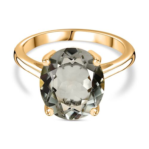 AA Prasiolith Ring, 925 Silber vergoldet (Größe 18.00) ca. 4.42 ct image number 0