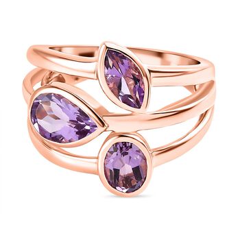 Rose De France Amethyst Ring, 925 Silber ros&eacute;vergoldet (Gr&ouml;&szlig;e 17.00) ca. 2,44 ct