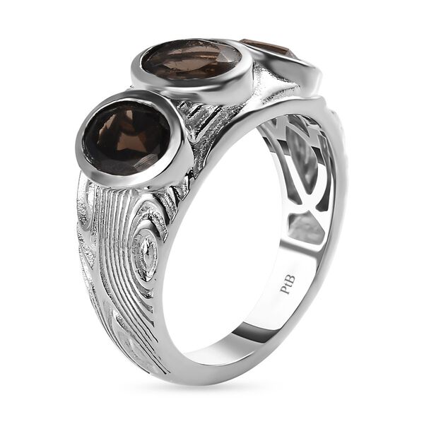 Rauchquarz Ring, Messing platiniert, ca. 2,14 ct image number 5