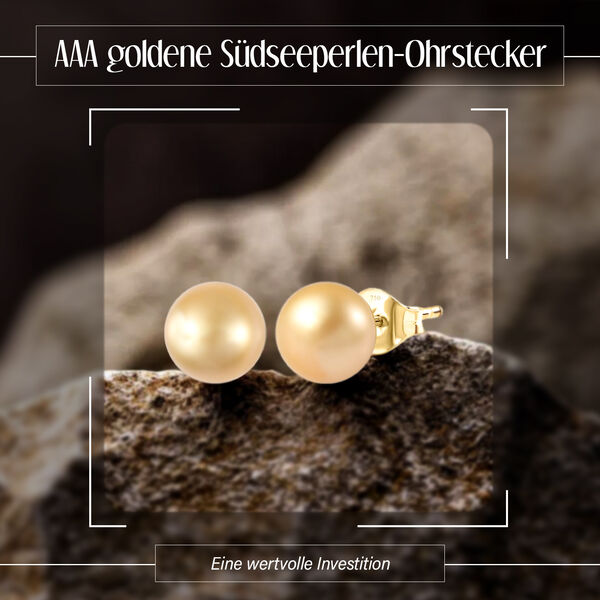 AAA goldene S&uuml;dseeperle-Ohrringe in 750 Gold image number 2